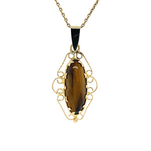 Gold pendant with tiger eye 14 krt