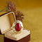 vintage Gouden ring met bloedkoraal 14 krt