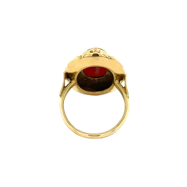 vintage Gouden ring met bloedkoraal 14 krt
