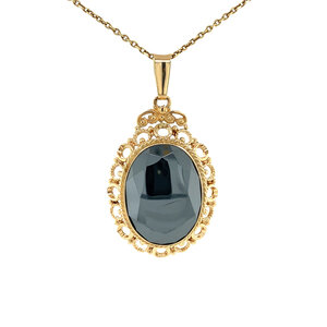 Gold pendant with hematite 14 krt