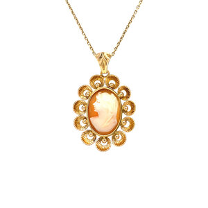 Gold pendant with cameo 18 krt