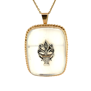 Gold pendant with agate and diamond 14 krt/925