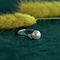 vintage Gold ring with diamond and pearl 18 kt