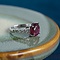 vintage White gold ring with tourmaline and diamonds 18 krt
