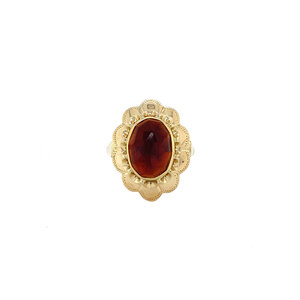 Gouden ring met granaat 14 krt