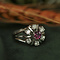 vintage White gold ring with ruby and diamonds 14 krt