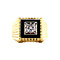 vintage Gouden ring met onyx en glas 14 krt