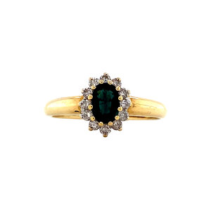 Gouden ring met saffier en diamant 18 krt