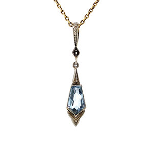 Gouden hanger met spinel en roosdiamant 14 krt