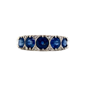 Witgouden ring met saffier en diamant 14 krt