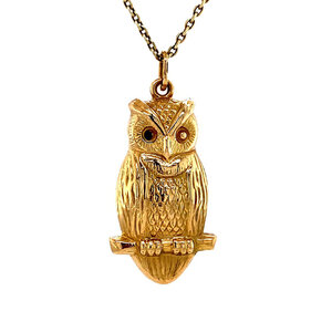 Gold pendant owl 18 krt