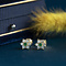 vintage Gold ear studs with coloured stone and mossanite 18 krt