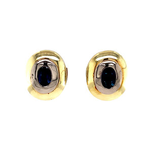 Gold creoles with sapphire 14 krt