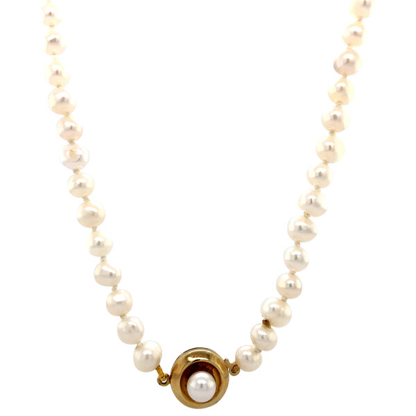 Pearl necklace with gold clasp 42 cm 14 krt