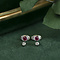 vintage White gold ear studs with ruby and diamond 18 krt