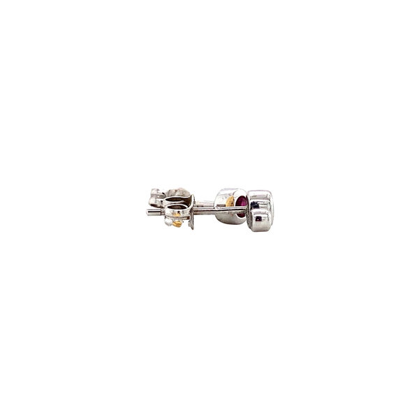 vintage Witgouden oorstekers met robijn en diamant 18 krt