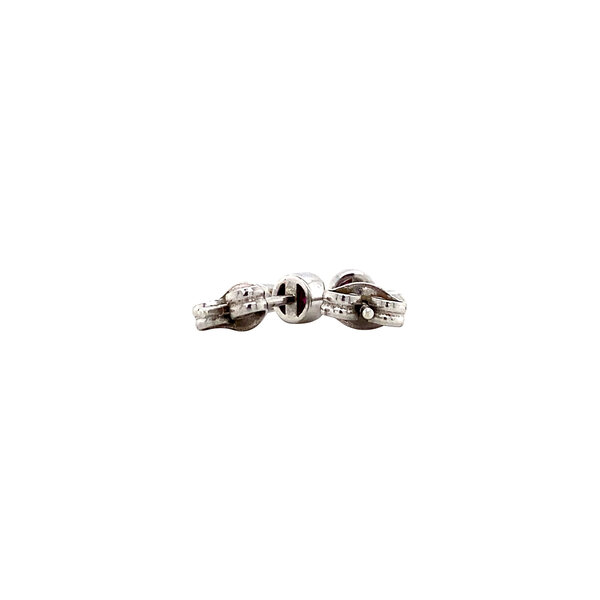 vintage Witgouden oorstekers met robijn en diamant 18 krt
