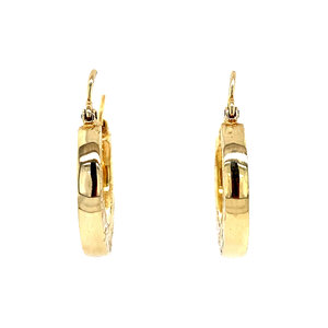 Gold earrings with engraving 14 krt