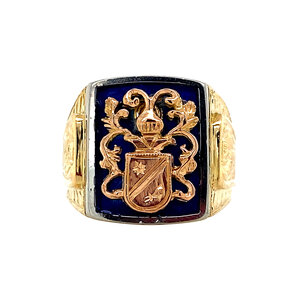Gold signet ring with enamel 18 krt