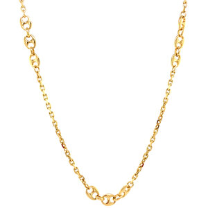 Gold anchor and coffee bean necklace 18 krt
