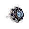 vintage White gold entourage ring with spinel, sapphire and diamonds 18 krt