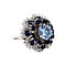 vintage Witgouden entourage ring met spinel, saffier en diamant 18 krt