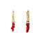 vintage Gold earrings with blood coral 14 krt