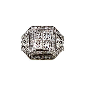 White gold ring with diamonds 14 krt