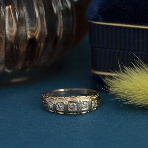 Roségouden rijring met diamant 14 krt