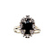 vintage Witgouden entourage ring met diamant en saffier 18 krt