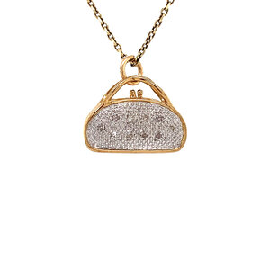 Bicolour handbag pendant with diamond 9 krt