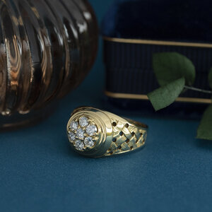 Gouden entourage ring met diamant 14 krt