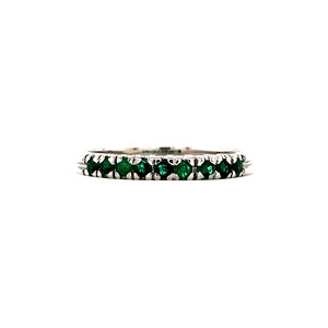 White gold row ring with natural emerald 18 krt