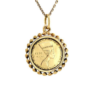 Gold pendant with coin 14 krt