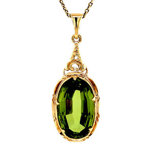 Gold pendant with green spinel 14 kt
