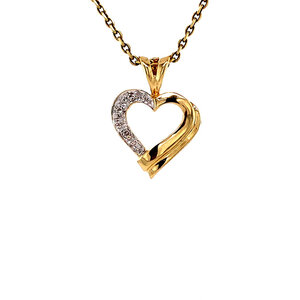 Gold heart pendant with diamond 14 kt