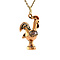 vintage Gouden haan hanger met emaille 18 krt