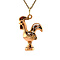 vintage Gouden haan hanger met emaille 18 krt