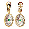 vintage Gouden oorclips met roosdiamant en smaragd 18 krt/835