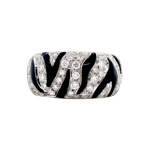 White gold ring with enamel and diamond 18 krt