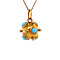 vintage Golden Sputnik pendant with coloured stone 18 ct