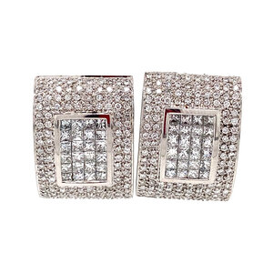 White gold stud earrings with diamond 18 kt