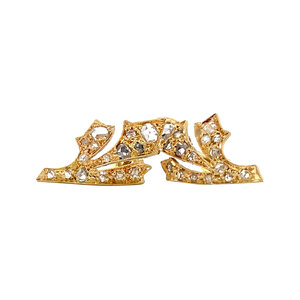 Gold ear studs with rose diamond 14 krt