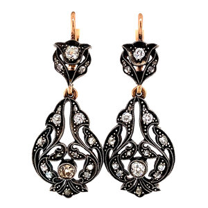Rose gold earrings with diamonds 14 krt/925