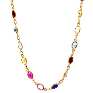 Gouden collier met spinel, saffier, robijn en granaat 18 krt