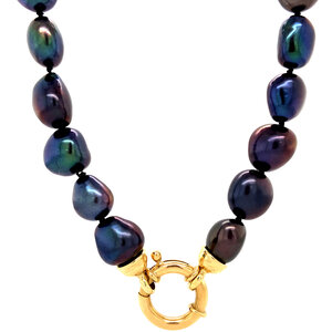 Parel collier met gouden sluiting 14 krt