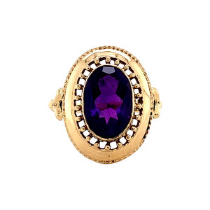 Gouden ring met amethist 14 krt