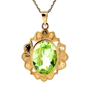 Gouden hanger met groene spinel 14 krt