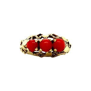 Gouden ring met bloedkoraal 14 krt
