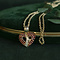 vintage Gold heart pendant with garnet and diamond 14 kt